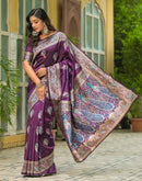 Dark Purple Silk Woven Banarasi Saree