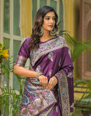 Dark Purple Silk Woven Banarasi Saree