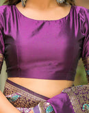 Dark Purple Silk Woven Banarasi Saree