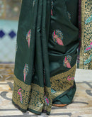 Bottle Green Silk Woven Banarasi Saree