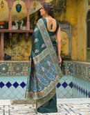 Bottle Green Silk Woven Banarasi Saree