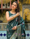 Bottle Green Silk Woven Banarasi Saree