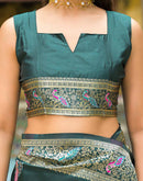 Bottle Green Silk Woven Banarasi Saree