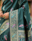 Bottle Green Silk Woven Banarasi Saree