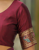Maroon Silk Woven Banarasi Saree