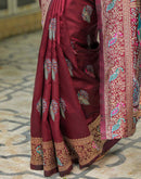 Maroon Silk Woven Banarasi Saree