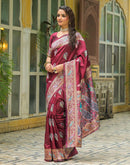 Maroon Silk Woven Banarasi Saree