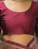 Maroon Silk Woven Banarasi Saree