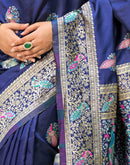 Navy Blue Silk Woven Banarasi Saree