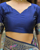 Navy Blue Silk Woven Banarasi Saree