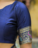 Navy Blue Silk Woven Banarasi Saree