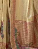 Beige Silk Woven Saree