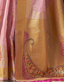 Baby Pink Silk Woven Banarasi Saree
