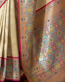 Beige Tissue Silk Woven Banarasi Saree