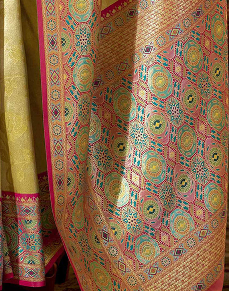 Yellow Tissue Silk Woven Banarasi Saree
