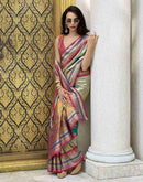 Teal Green Tissue Silk Woven Paithani Saree