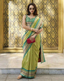 Parrot Green Tissue Silk Woven Paithani Saree