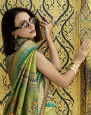 Parrot Green Tissue Silk Woven Paithani Saree