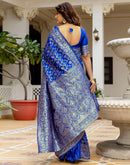 Blue Silk Woven Banarasi Saree