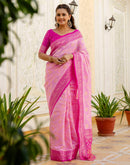 Pink Silk Woven Banarasi Saree
