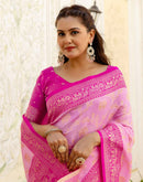 Pink Silk Woven Banarasi Saree