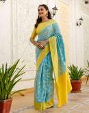 Sky Blue Silk Woven Banarasi Saree