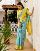 Sky Blue Silk Woven Banarasi Saree