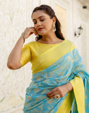 Sky Blue Silk Woven Banarasi Saree