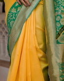 Yellow Silk Woven Saree