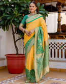 Yellow Silk Woven Saree