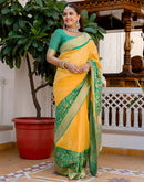 Yellow Silk Woven Saree