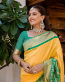 Yellow Silk Woven Saree