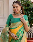 Yellow Silk Woven Saree