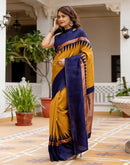 Mustard Yellow Silk Woven Saree