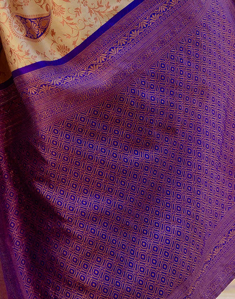 Beige Silk Woven Banarasi Saree