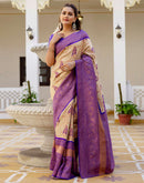 Beige Silk Woven Banarasi Saree