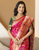 Pink Silk Woven Banarasi Saree