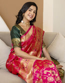 Pink Silk Woven Banarasi Saree