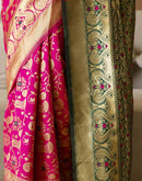 Pink Silk Woven Banarasi Saree