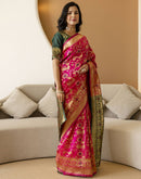 Pink Silk Woven Banarasi Saree