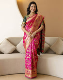 Pink Silk Woven Banarasi Saree