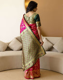 Pink Silk Woven Banarasi Saree