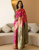 Pink Silk Woven Banarasi Saree
