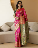 Pink Silk Woven Banarasi Saree