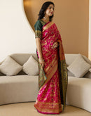 Pink Silk Woven Banarasi Saree