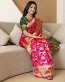 Pink Silk Woven Banarasi Saree