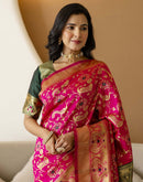 Pink Silk Woven Banarasi Saree