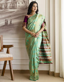 Pista Green Silk Woven Banarasi Saree