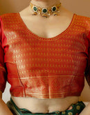 Dark Green Silk Woven Banarasi Saree