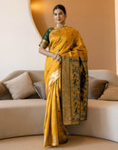 Mustard Yellow Silk Woven Paithani Saree